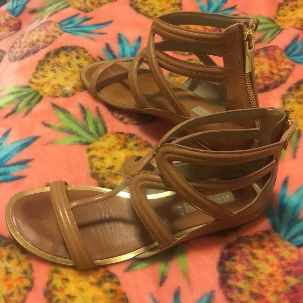 Gold Michael Kors Authentic Leather Sandals